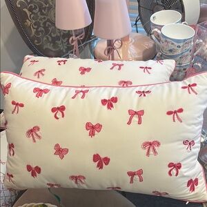 Elegant Pink Bow Accent Pillow